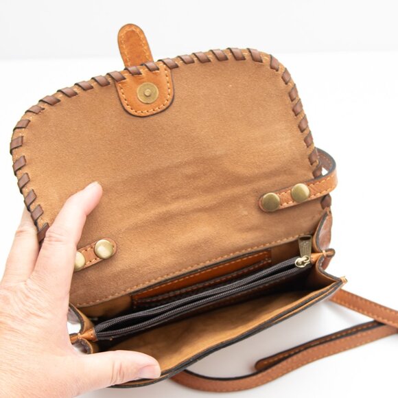 Patricia Nash Torri Purse Tooled Leather Clutch Convertible Crossbody Bag Brown - Picture 5 of 12